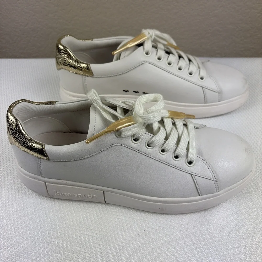 Kate‎ Spade Size 8.5 New York Lift Platform Sneaker White Leather